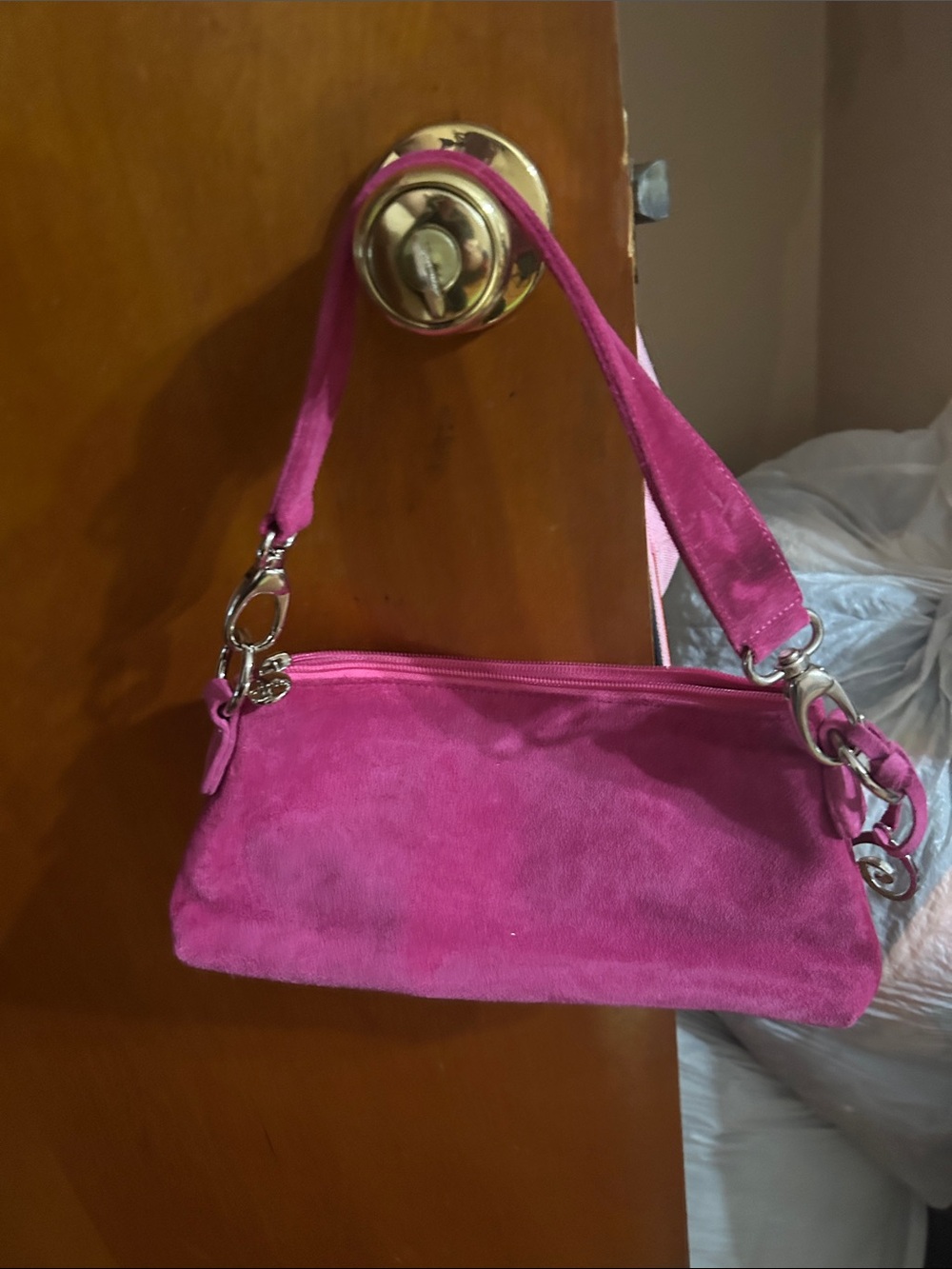 CITRUS hot pink Suede Shoulder Bag - Stylish Womens Handbag